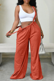 Watermelon Red Casual Solid Backless Regular Conventional Solid Color Bottoms