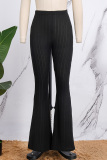 Blue Casual Solid Basic Skinny High Waist Speaker Solid Color Trousers