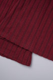 Burgundy Casual Solid Basic Skinny High Waist Speaker Solid Color Trousers