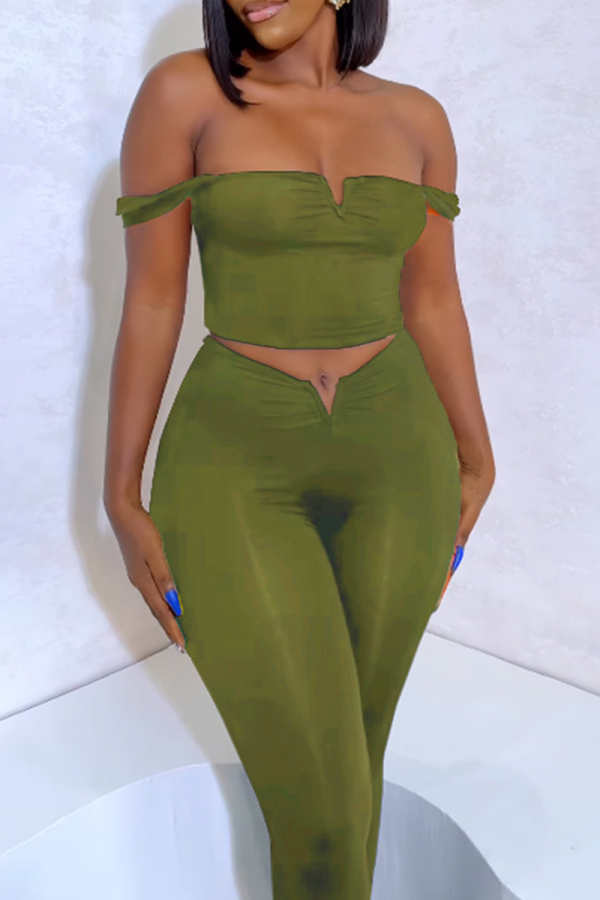 Casual Daily Solid Buttons Solid Color Two Pieces