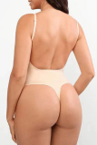 Skin Color Sexy Solid Patchwork Backless Sports