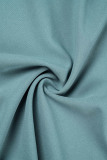 Light Blue Casual Elegant Vacation Plain Slit Fold Strapless Sleeveless Two Pieces