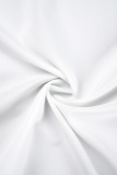White Asymmetrical Solid Color O Neck Tops