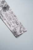 Grey Casual Print Basic Zipper Collar Skinny Jumpsuits