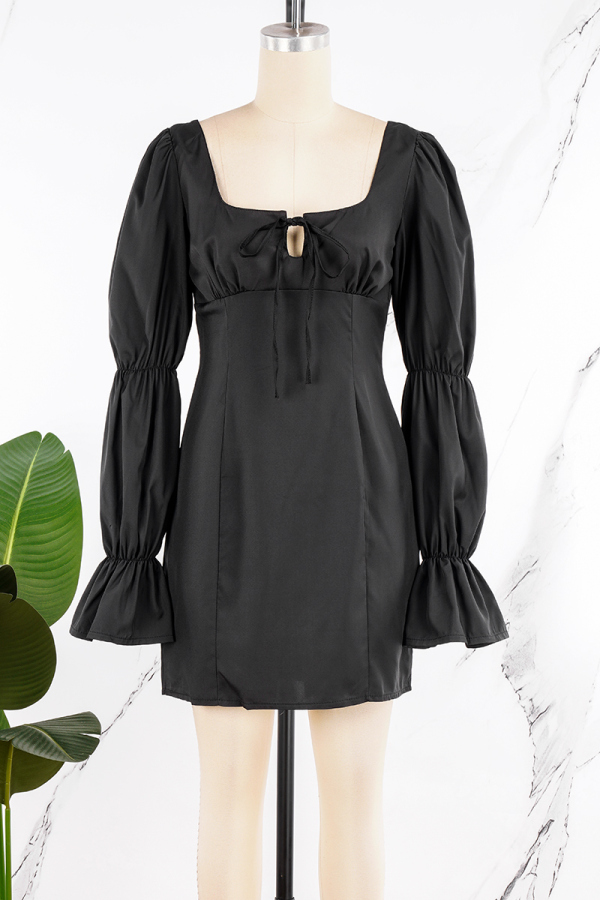 Vintage Elegant Print Frenulum Square Collar Princess Dresses