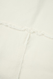 Apricot Casual Solid Patchwork Turndown Collar Long Sleeve Regular Denim Jacket