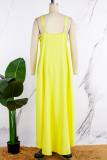 Yellow Casual Daily Elegant Simplicity Chains Asymmetrical Solid Color A Line Dresses