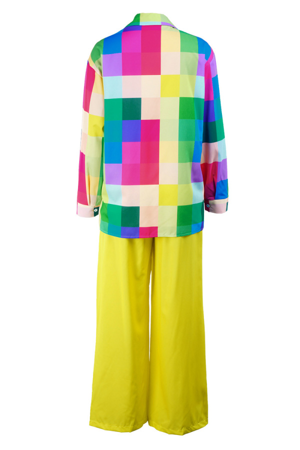 Casual Living Print Patchwork Turndown Collar Short Sleeve Two Pieces