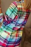 Colour Casual Print Cardigan Turn-back Collar Outerwear