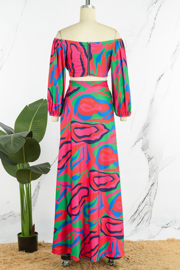 Colorblock Crop Top & Slit Skirt Set--Clearance main image 0