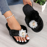 Black Casual Living Patchwork Solid Color Round Comfortable Shoes