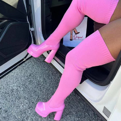 Pink Casual Patchwork Solid Color Shoes (Heel Height 5.51in)