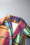 Colour Street Elegant Plaid Contrast Turn-back Collar Outerwear