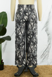 Multicolor Casual Print Skinny High Waist Conventional Full Print Trousers (Subject To The Actual Object)