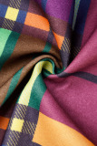 Colour Street Elegant Plaid Contrast Turn-back Collar Outerwear