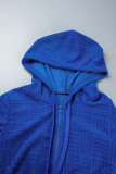 Blue Street Solid Patchwork Draw String Pocket Zipper Hooded Collar Long Sleeve Two Pieces