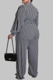 Black And White Casual Print Patchwork V Neck Plus Size Jumpsuits