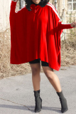 Red Casual Striped Patchwork Zipper Collar Long Sleeve Dresses