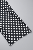 Black Elegant Dot Patchwork Plus Size Two Pieces