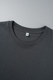 Dark Gray Casual Basis Print Patchwork O Neck T-Shirts