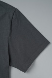 Dark Gray Casual Basis Print Patchwork O Neck T-Shirts