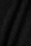 Black Elegant Plaid Patchwork Buckle Turndown Collar Outerwear