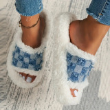 Blue Casual Living Patchwork Round Keep Warm Comfortable Shoes