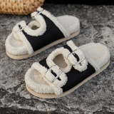 Cream White Casual Patchwork Round Comfortable Shoes