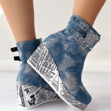 Blue Casual Patchwork Round Out Door Shoes (Heel Height 2.75in)