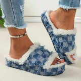 Blue Casual Living Patchwork Round Keep Warm Comfortable Shoes