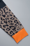Leopard Print Casual Print Patchwork Off the Shoulder Printed Dress Plus Size Dresses