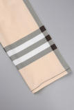 Black khaki Casual Print Patchwork Turndown Collar Outerwear
