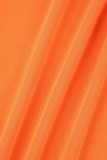 Orange Sexy Solid Backless Spaghetti Strap Long Dress Dresses
