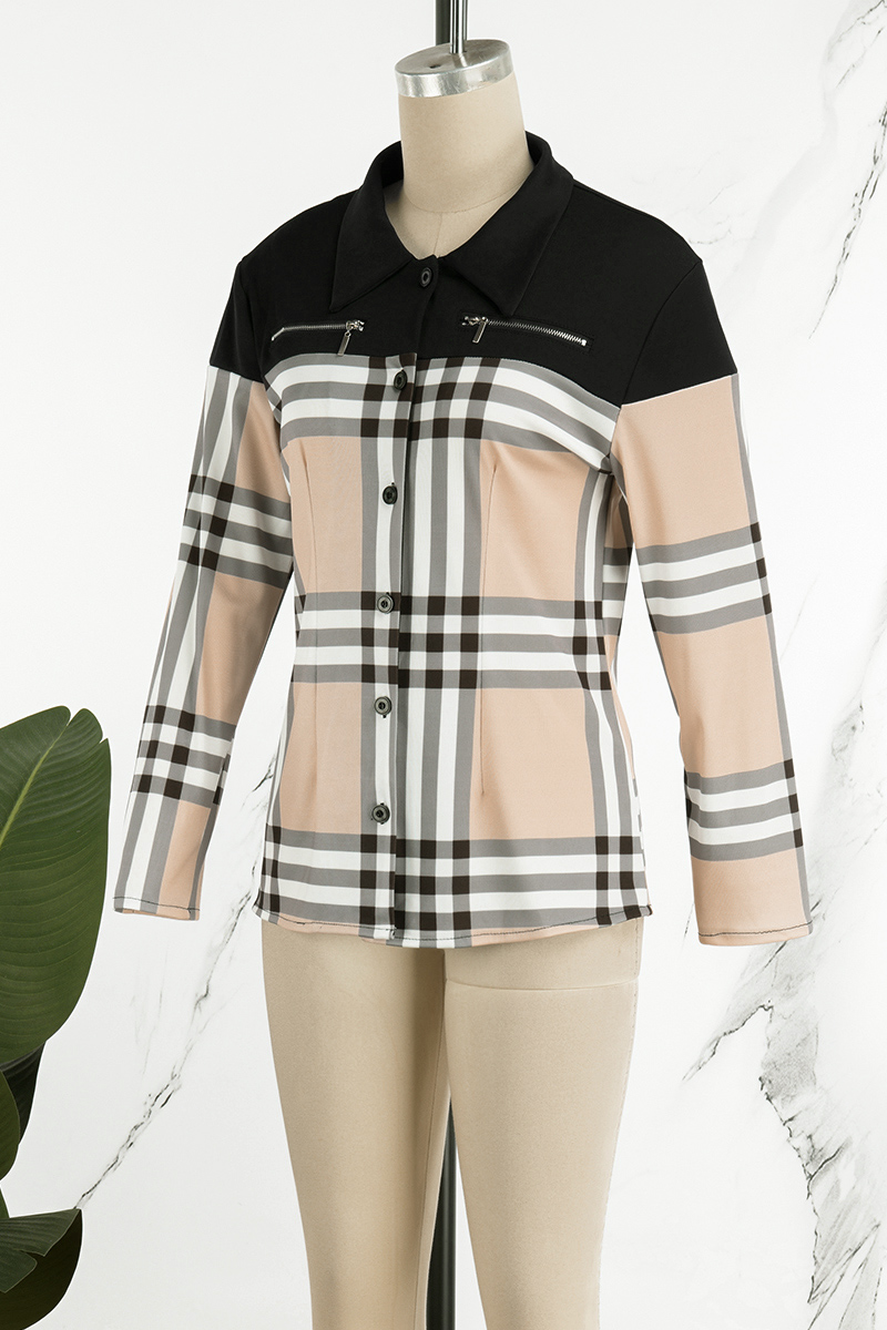 Street Print Patchwork Turndown Collar Outerwear(9 Colors)
