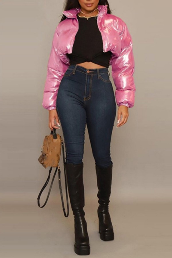 Casual Solid Solid Color Mandarin Collar Outerwear