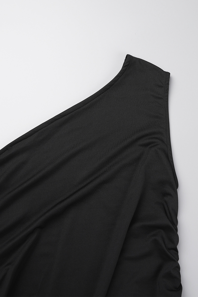 One shoulder irregular patchwork slit cami maxi dress