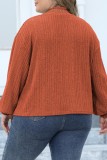 Dark Coffee Casual Solid Basic Turtleneck Plus Size Tops