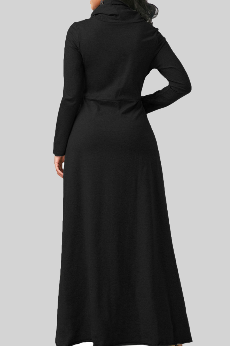 Fashion Casual Solid Patchwork O Neck A Line Dresses