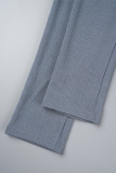 Grey Casual Sportswear Solid Patchwork Zipper Collar Skinny Jumpsuits