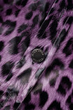 Purple Elegant Print Patchwork Buckle Turndown Collar Outerwear