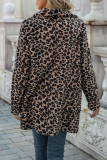 Leopard Print Casual Leopard Patchwork Turndown Collar Outerwear