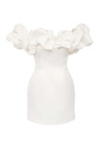 White Sexy Solid Patchwork Backless Off the Shoulder Strapless Dress Dresses
