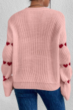 Pink Casual Geometric Weave O Neck Tops