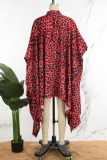 Coffee Street Leopard Patchwork Buttons O Neck Tops