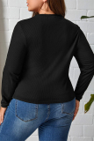Black Casual Solid Asymmetrical O Neck Plus Size Tops