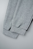 Grey Casual Sportswear Solid Patchwork Hooded Collar Long Sleeve Two Pieces