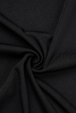 Black Casual Solid Ripped Bandage Patchwork V Neck Suit Dress Dresses