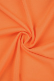 Orange Casual Solid Ripped Bandage Patchwork V Neck Suit Dress Dresses