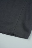 Dark Gray Casual Solid Patchwork Draw String Pocket O Neck Long Sleeve Two Pieces
