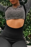 Dark Gray Casual Letter Print Ripped O Neck Tops